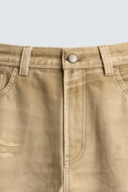 PANTAL?N STRAIGHT FIT ESTAMPADO LAVADO / Tostado - Zara фото 9