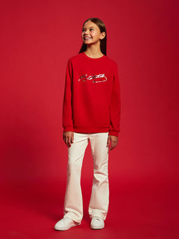 Bisiklet Yaka Uzun Kollu Atat?rk ?mza Bask?l? K?z ?ocuk Sweatshirt - Waikiki фото 5