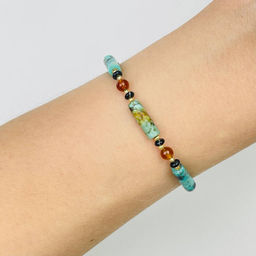 Браслет из Хризоколлы,Граната "Спессартин" и Агата 16 см +