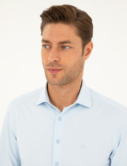 Рубашка Pierre Cardin Slim Fit светло-голубая с длинным рукавом