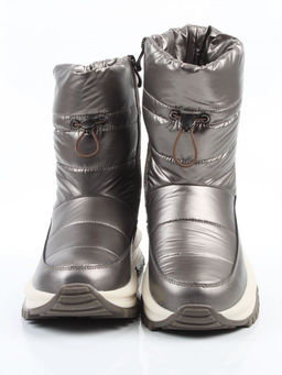 02-WA010-2M GRAY/BRONZE Сапоги "Дутики" зимние женские (натуральная кожа, курточная ткань, 100% шерсть)