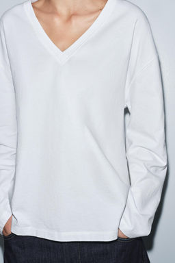 RUSTIC V-NECK T-SHIRT - Zara фото 5