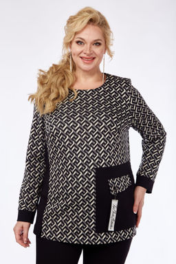 Костюм Элль стиль 2043/2 серо-черный принт/черный  фото 3