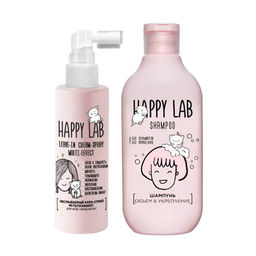 Happy Lab Набор средств для ухода за волосами / Шампунь Объем & Укрепление + Крем-спрей мультиэффект, 300 мл, 200 мл