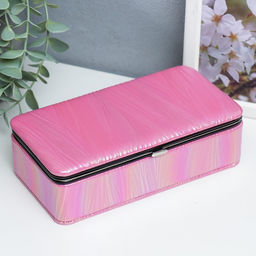 Шкатулка кожзам для украшений Полосы.Текстура. Красная переливы 6х9,8х18,5 см - Simaland фото 9