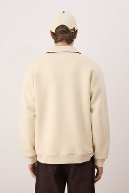 TRENDYOL MAN Vizon Oversize/Genis Kesim Renk Bloklu Ici Polar/S?cak Tutan Sweatshirt TMNAW24SW00130 - Trendyolmilla фото 11