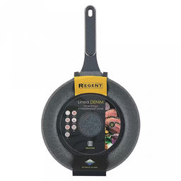 Сковорода с антипригарным покрытием Denim д26см, s4мм, индукционное дно д18,5см, s1,5мм, литой алюминий, 2-х слойное антипригарное покрытие WISTONE с эффектом гранитной крошки, бакелитовая ручка с покрытием soft-touch, Regent (Китай) Подходит д - Домашняя мода фото 6