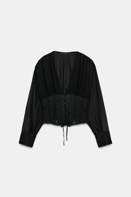 CAMISA COMBINADA CORSETERA / Negro - Zara фото 5