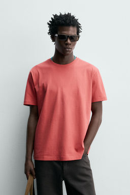 CAMISETA MEDIUM WEIGHT B?SICA /02 / Coral rojo - Zara фото 2