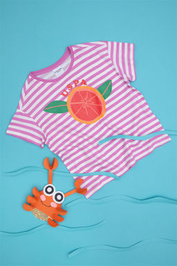 U. S. Polo Assn / Фиолетовая футболка с круглым вырезом для девочек