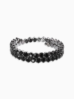 Браслет-пружинка со стразами, цвет чёрный