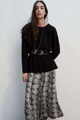 ANIMAL PRINT SATIN MIDI SKIRT - Zara фото 3