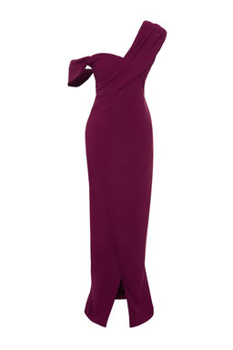 Murdum Dokuma Uzun S?k Abiye Elbise TPRSS24AE00150