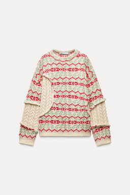 CABLE-KNIT JACQUARD SWEATER - Zara фото 5