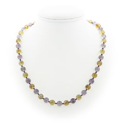 Бусы из цитрина и аметиста 8мм, круглые, длина 51см