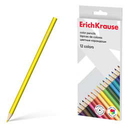 Цена за 12 шт. Цветные карандаши деревянные ErichKrause шестигранные 12 цветов (в коробке с европодвесом 12 шт)