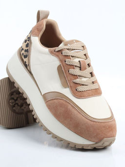 04-PDJ96-1 BEIGE/LT. BEIGE Кроссовки демисезонные женские (натуральная замша, натуральная кожа, текстиль)