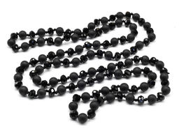 Бусы длинные из шунгита искусственного и циркона шарик 8мм