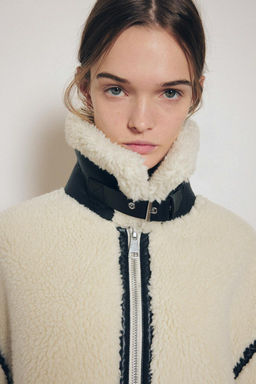 FAUX SHEARLING BIKER JACKET ZW COLLECTION - Zara фото 8