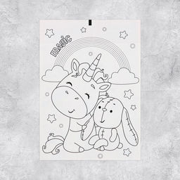 Цена за 10 шт. Наклейки детские бумажные «Единороги», c раскраской на обороте, 10×14 см