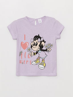 Bisiklet Yaka K?sa Kollu Nostaljik Maymun Bask?l? K?z Bebek Ti??rt