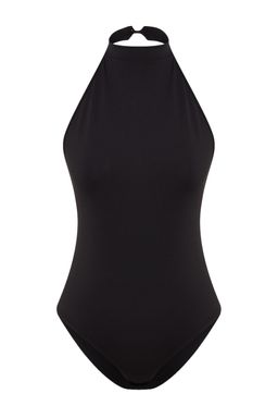Siyah Dik Yaka S?rt Dekolteli Esnek Alttan C?tc?tl? Orme Body TWOSS23BD00037