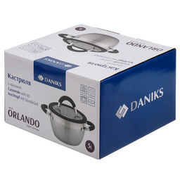 Кастрюля нержавеющая сталь, 5 л, крышка стекло, Daniks, Орландо, GS-01435-22CA, индукция (397624)  фото 12