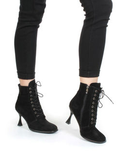 04-E29W-15B BLACK Ботильоны зимние женские (натуральная замша, натуральный мех)