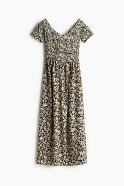 Vestido off-the-shoulder con cuerpo nido de abeja - H&m фото 5