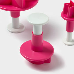 Плунжеры кондитерские Доляна Цветок. Листок. Звёздочка, набор 3 шт., пластик, розовые  фото 11