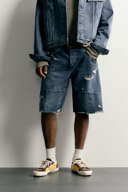 BERMUDA DENIM BAGGY FIT COSTURAS / Azul - Zara фото 2