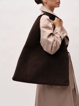 Замшевая сумка Luna DBR 31373 черный каштан фото 5