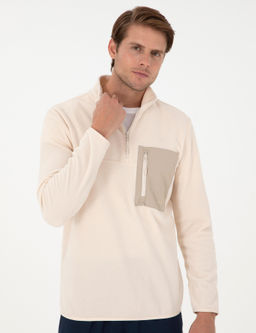 Bej Regular Fit Yar_m Fermuarl_ Polar Sweatshirt - Pierre cardin фото 3