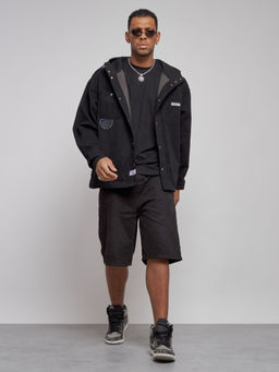 Джинсовая куртка мужская с капюшоном черного цвета 12768Ch - Mtforce фото 11