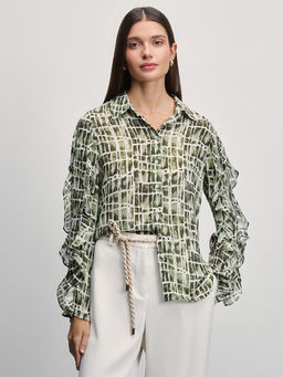 Шифоновая блузка с принтом с воланами / Zarina