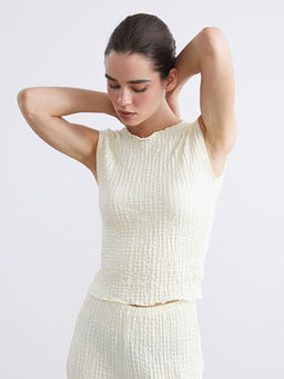 Bisiklet Yaka Dokulu Bluz