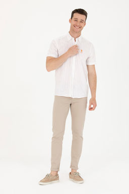 U. S. Polo Assn / Мужская белая рубашка в кирпичную полоску - U.s. polo assn фото 18