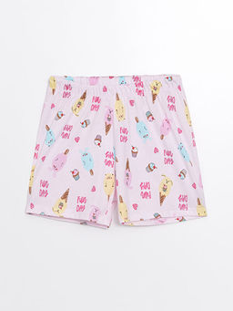 Beli Lastikli Bask?l? K?z ?ocuk Pijama ?ort