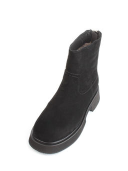 04-HJM397 BLACK Ботинки зимние женские (натуральная замша, натуральный мех)