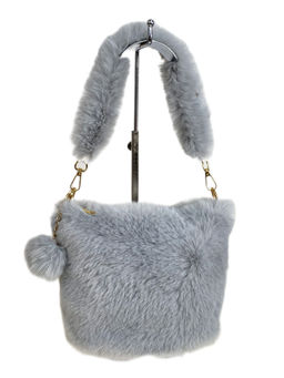 Женская сумка из искусственного меха, цвет светло серый