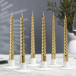 Набор свечей витых, 1.9×20 см, 6 шт., золотой металлик