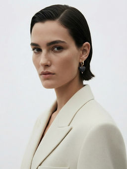 Серьги "Сияние вечера" сердце, цвет чёрный в золоте