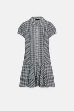SHORT CHECK DRESS WITH RUFFLES - Zara фото 7
