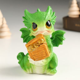 Копилка для денег «Дракоша с большими глазами с бочкой/сундуком», полистоун, 7×7×10.5 см, МИКС