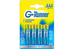Батарейки алкалиновые G-runner AAА/LR03, 1,5 V, в блистере 4 батарейки, (упаковка 12 шт.)