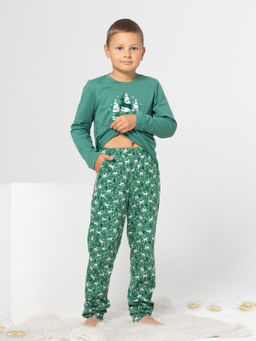 Пижама детская кулирка с брюками "БЭМБИ" ЗЕЛЕНЬ