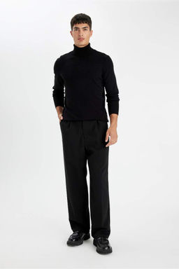 Siyah Slim Fit Dar Kesim Bal?kc? Yaka Basic Duz Triko Kazak - Defacto фото 7