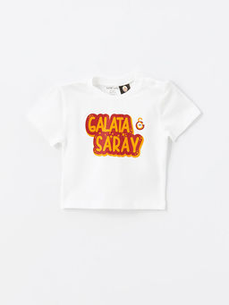 Bisiklet Yaka K?sa Kollu Galatasaray Bask?l? Erkek Bebek Ti??rt ve ?ort 2li Tak?m - Waikiki фото 2