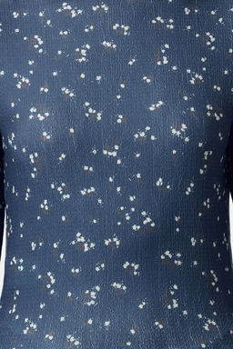 Indigo Bask?l? Fitted/Vucuda Oturan Burumcuk/Dokulu Esnek Orme Bluz TWOAW25BZ00111 - Trendyolmilla фото 3