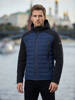 Куртка мужская гибридная стёганая с капюшоном с графеновой подкладкой черного цвета 9627_1Ch - Mtforce фото 92